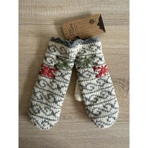 Lost‎ Horizons Ballad Mittens Wool Nordic Gram Gray Floral Embroidered NWT
